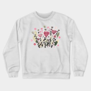 Watercolor whimsical flowers - vintage pink and green Crewneck Sweatshirt